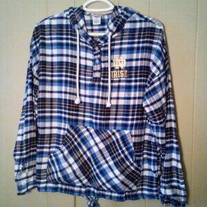 Concepts Sports Notre Dame Flannel Shirt Women S Hood Pocket Long Sleeve Plaid